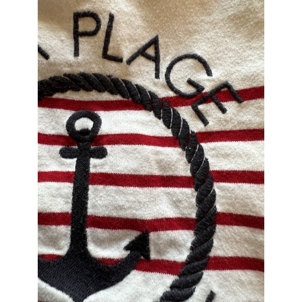 Talbots Authentic boatneck nautical french preppy long slv tshirt embroidered 3X - Picture 2 of 9